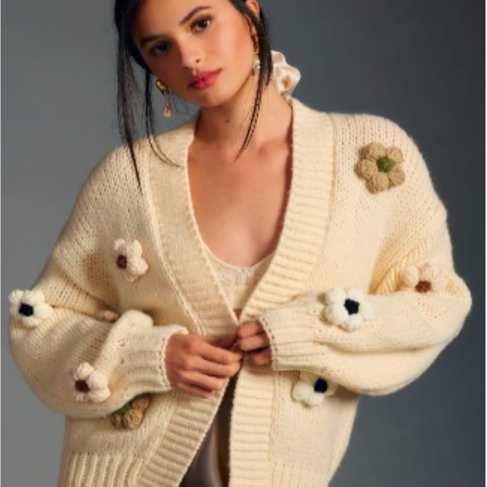Anthropologie x Maeve Susannah 3D Flower Cardigan